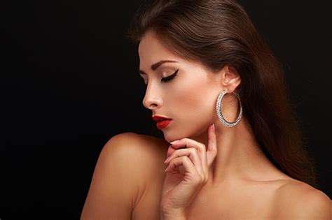 Beautiful Woman Makeup Face Profile With Closed Eyes Black