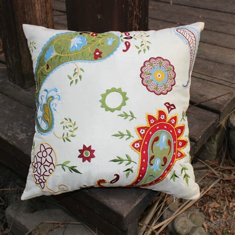 Vezo Home Pillow Cushoin Applique Embroidered Paisley Sofa Cushions