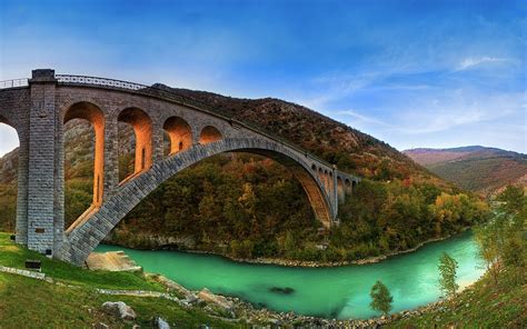 Solkan Stone Bridge Over River Soča Near The Nova Gorica In The Western
