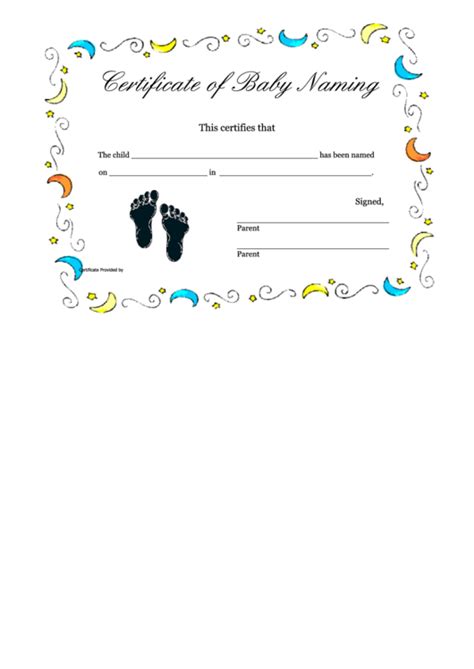 Certificate Template Of Baby Naming Printable Pdf Download