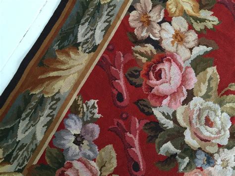 Vintage french needlepoint rug roses signed 'Masee Des | Etsy | Коврик