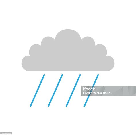 Simbol Curah Hujan Awan Dan Hujan Ikon Prakiraan Cuaca Vektor Ilustrasi Stok Unduh Gambar