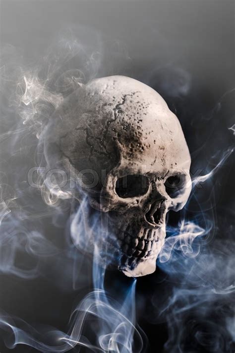 Human Skull Surrounded By Cigarette Smoke Stock Photo Colourbox