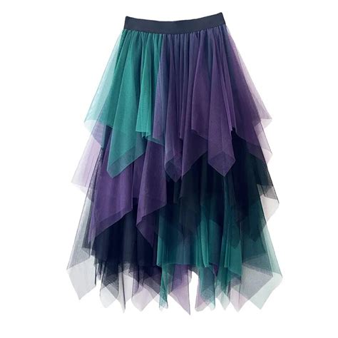 Tigena Aesthetic Contrast Tutu Tulle Long Skirt For Women New