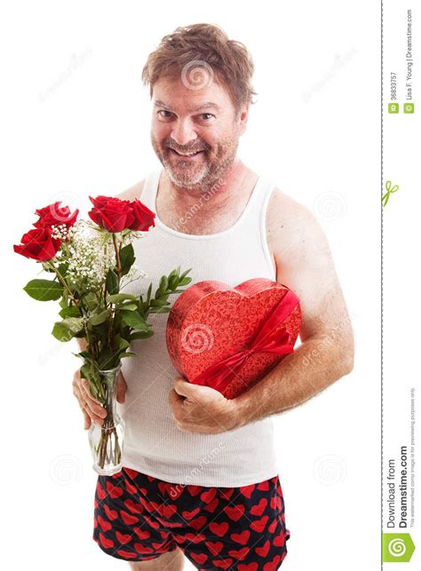 Scruffy Valentines Guy In Underwear Stock Image Image Of Hearts