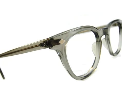 vintage mens shuron usa translucent grey horned rim eyeglasses