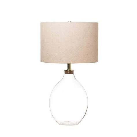 Fillable Glass Table Lamp W Linen Shade Clear Glass Table Lamp Glass Table Glass Table Lamp