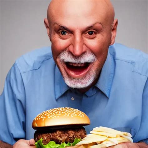 A Bald Old Man Eating A Cheesburger Stable Diffusion Openart