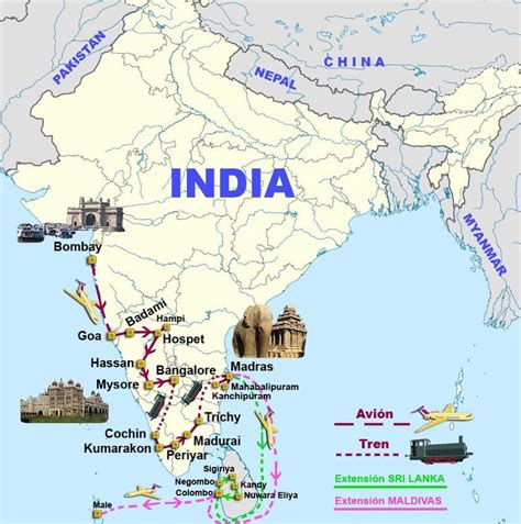 Mapa Del Viaje India Del Sur Tagore India Tagore Rutas