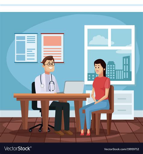 Patient At Doctors Office Cartoon Royalty Free Vector Image
