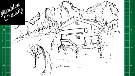 How To Draw Swiss Chalet Cottage Youtube