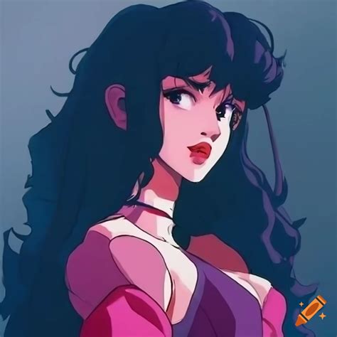 Portrait Of A Stunning Dark Haired Woman In S Anime Aesthetic On Craiyon