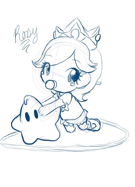 Baby peach and rosalina sketch (colored). Baby Rosalina Coloring Pages | Coloring pages, Mario fan ...