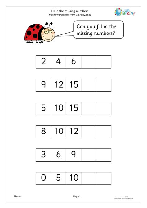 Fill In The Missing Number Worksheets Worksheets For Kindergarten