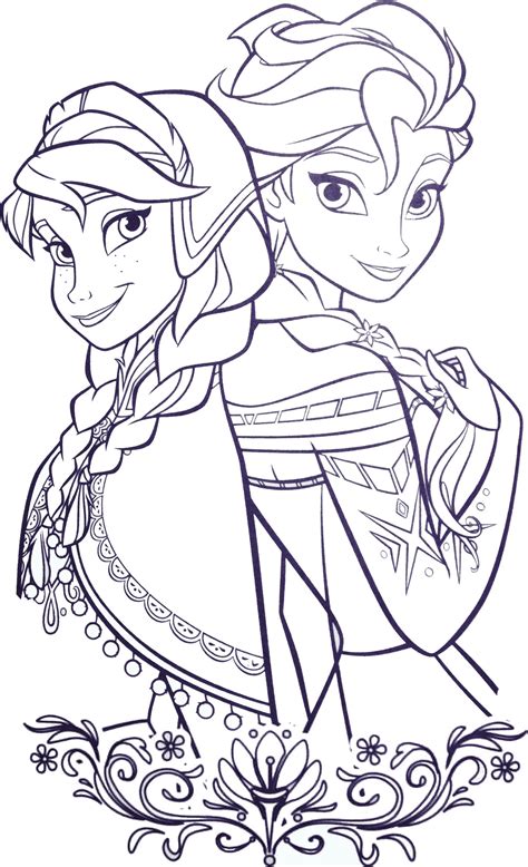 Coloriage à Dessiner Princesse Elsa Et Anna