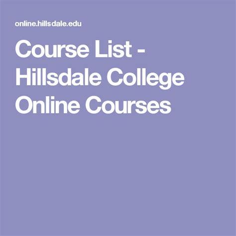 Course List Hillsdale College Online Courses Online College