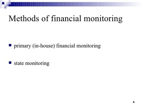 Methods Of Financial Monitoring
