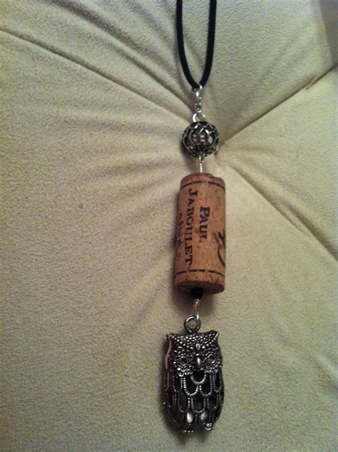 Owl And Wine Cork Necklace Bottle Jewelry Cork Necklace Jewelry