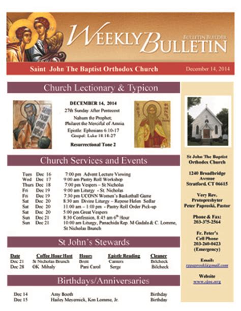 The wmo bulletin is the official journal of the world meteorological organization. Weekly Bulletin | Saint John the Baptist Orthodox Church
