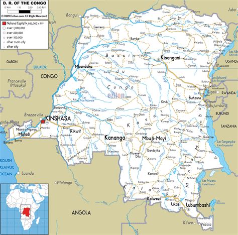 Detailed Clear Large Road Map Of Democratic Republic Of Congo Ezilon Maps