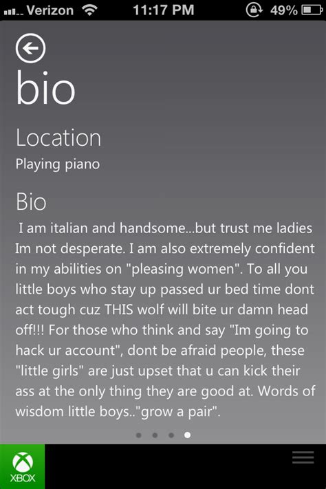 I Came Across This Gem Of A Profile Bio On Xbox Live Gaming