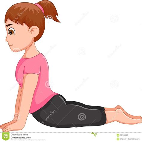 Beauty Woman Cartoon Exercing Yoga Sport In Action Stock Illustration