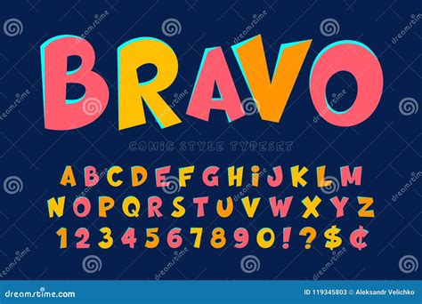 Trendy 3d Comical Font Design Colorful Alphabet Typeface Vector