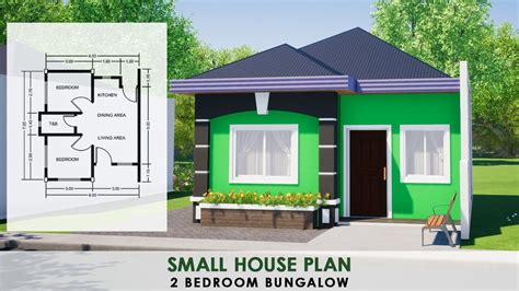 Small House Design 6x7 Meters 2 Bedroom Bungalow Plan Youtube