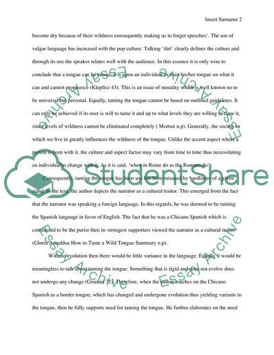 how to tame a wild tongue essay example topics and well written essays 1250 words