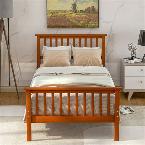 Twin Bed Frame With Headboard Solid Wood Twin Platform Bed Frame W