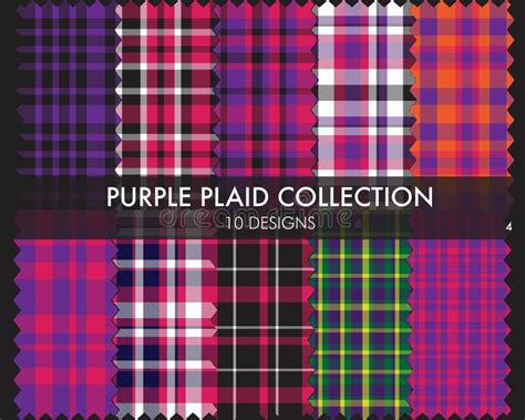 Purple Plaid Tartan Seamless Pattern Collection Stock Vector Illustration Of Jacquard Plaid