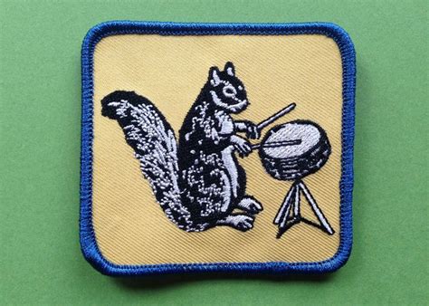 Ferdinand Drumming Squirrel Embroidered Patch Etsy Embroidered