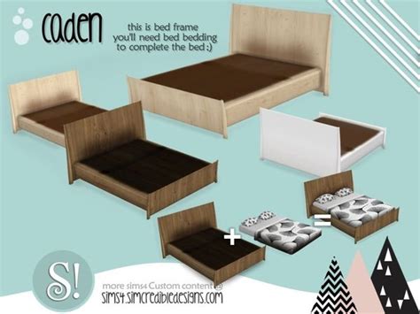 Simcredibles Caden Bed Frame Sims 4 Beds Sims 4 Bedroom Sims 4 Cc