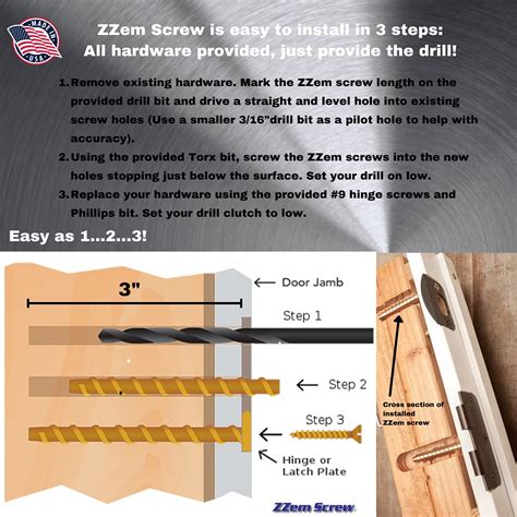 Zzem Screw 8 Pack Stripped Screw Hole Repair Kit Door Hinge Stripped