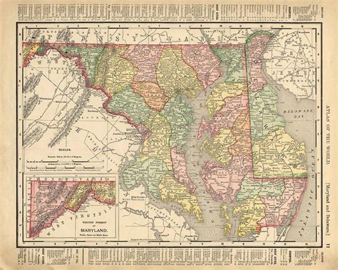 Cosmopolitan Rand Mcnally 1898 Map Maryland And Delaware Virginia W Rr