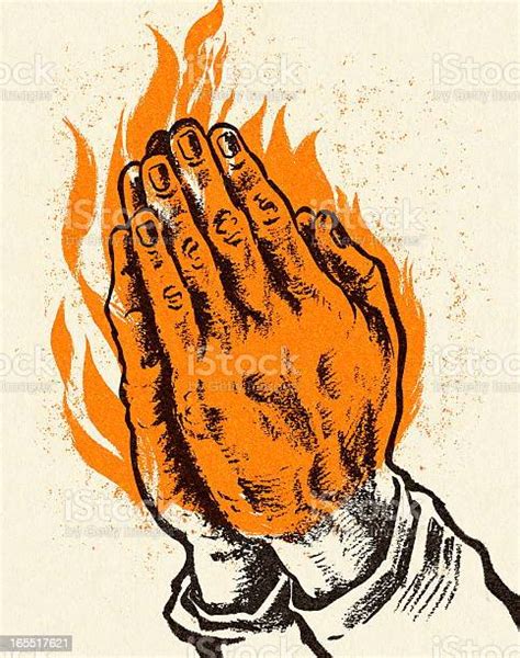 Praying Hands In Flames Stock Illustration Download Image Now