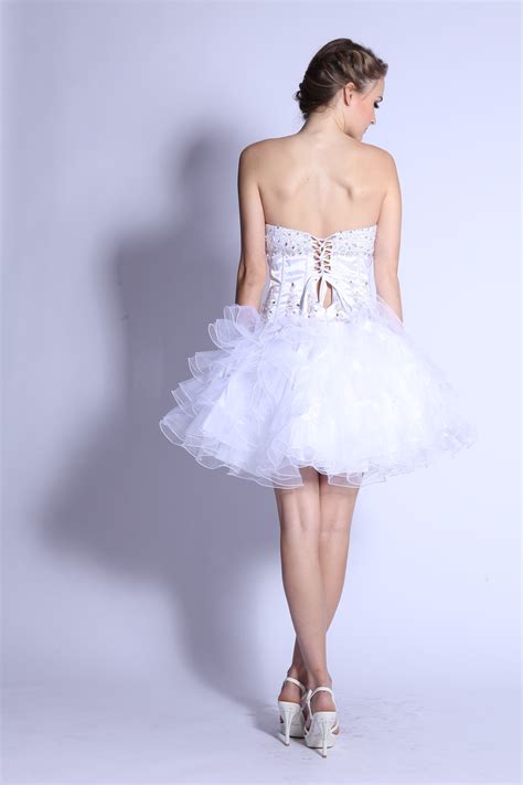Short Jeweled Sexy Puffy Skirt Homecoming Prom Dress Formal Sparkle Lace Up Back Ebay