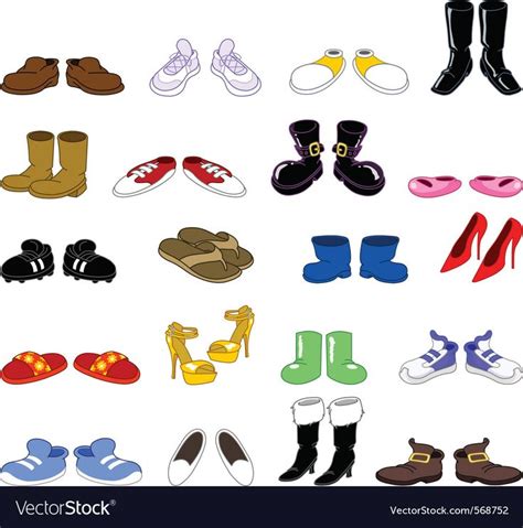 Cartoon Shoes Set Royalty Free Vector Image Vectorstock Cartoon