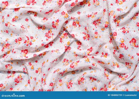 Floral Pattern On A Crumpled Fabric Stock Image Image Of Print