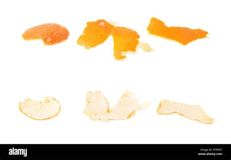 Parts Of Tangerine Peel Isolated On White Background Stock Photo Alamy