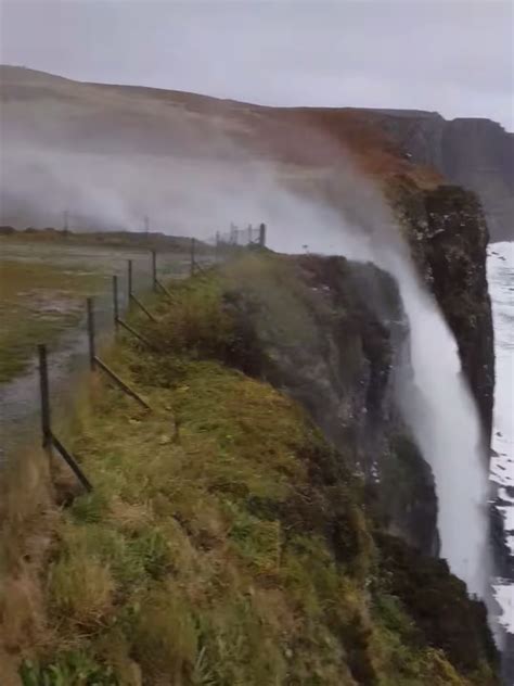 Incredible Video Catches Moment Waterfall Is Blown Backwards By