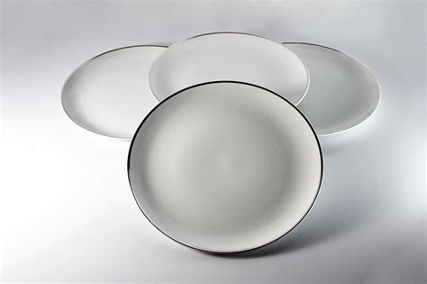 Dinner Plates Harmony House Moderne Platinum Trim Set Of 4 Fine