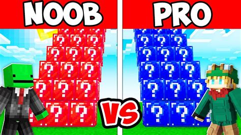 Noob Vs Pro Lucky Block Staircase Challenge Minecraft Youtube