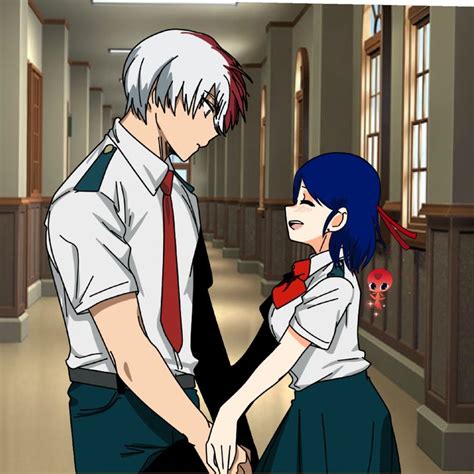 Two Anime Characters Are Holding Hands In The Hallway