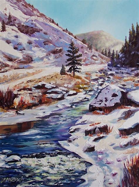 Donna Munsch Fine Art Original Oil Painting Sunny Snow