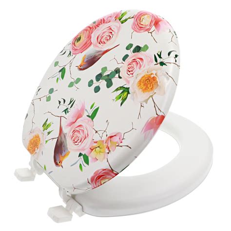 Ginsey Round Soft Cushion Toilet Seat Rose Birds Walmart Com