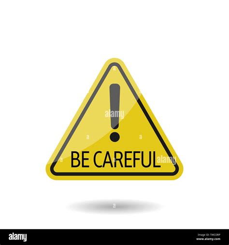 Yellow Be Careful Icon Isolated Exclamation Mark Vector Illustration