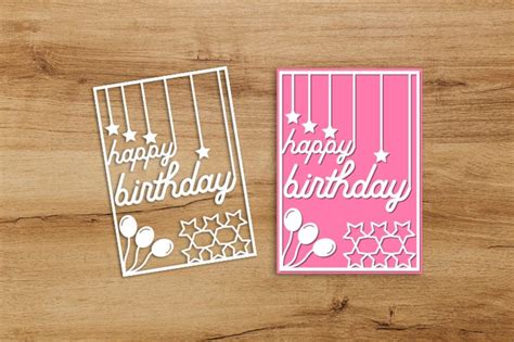 Happy Birthday Paper Cut Card Svg Bundle Happy Birthday Card Etsy