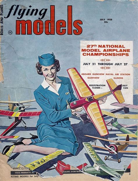 1958 flying models magazine cover model airplanes vintage aviation aviation posters