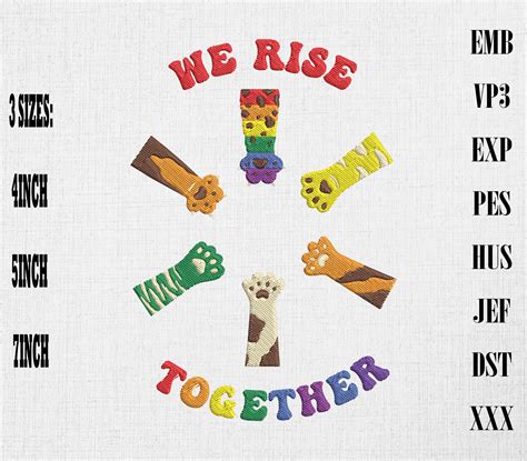 We Rise Together Lgbt Pride Cat Paw Embroidery Lgbtq Rainbow Pride By Mulew Art Thehungryjpeg